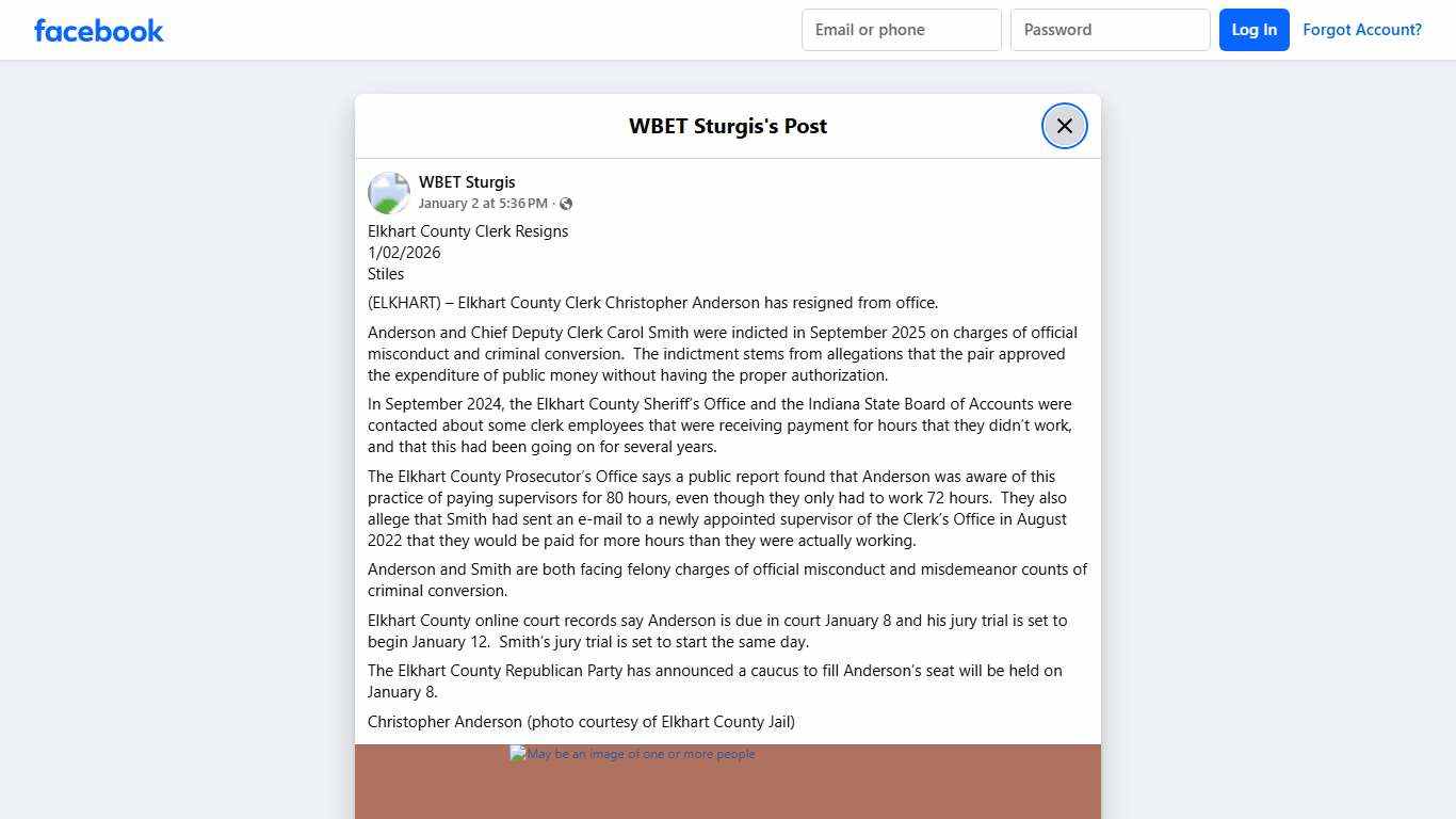 WBET Sturgis - Elkhart County Clerk Resigns 1/02/2026... Facebook